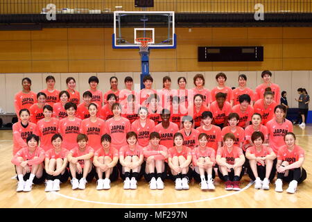 Ajinomoto National Training Center, Tokyo, Japan. 24 Apr, 2018. Japans Frauen team Group (JPN), 24. April 2018 - Basketball: Japans Frauen Nationalteam Trainingslager für den Asian Games 2018 und der FIBA Basketball der Frauen-WM 2018 an Ajinomoto National Training Center, Tokyo, Japan. Credit: Naoki Nishimura/LBA SPORT/Alamy leben Nachrichten Stockfoto