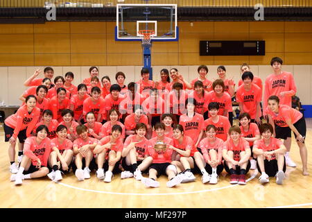 Ajinomoto National Training Center, Tokyo, Japan. 24 Apr, 2018. Japans Frauen team Group (JPN), 24. April 2018 - Basketball: Japans Frauen Nationalteam Trainingslager für den Asian Games 2018 und der FIBA Basketball der Frauen-WM 2018 an Ajinomoto National Training Center, Tokyo, Japan. Credit: Naoki Nishimura/LBA SPORT/Alamy leben Nachrichten Stockfoto