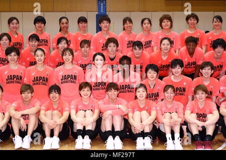 Ajinomoto National Training Center, Tokyo, Japan. 24 Apr, 2018. Japans Frauen team Group (JPN), 24. April 2018 - Basketball: Japans Frauen Nationalteam Trainingslager für den Asian Games 2018 und der FIBA Basketball der Frauen-WM 2018 an Ajinomoto National Training Center, Tokyo, Japan. Credit: Naoki Nishimura/LBA SPORT/Alamy leben Nachrichten Stockfoto