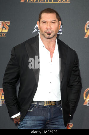 HOLLYWOOD, CA - 23. April: Dave Bautista, bei der Weltpremiere von Avengers: Infinity Krieg am El Capitan Theatre in Los Angeles, Kalifornien am 23. April 2018. Credit: Faye Sadou/MediaPunch Stockfoto