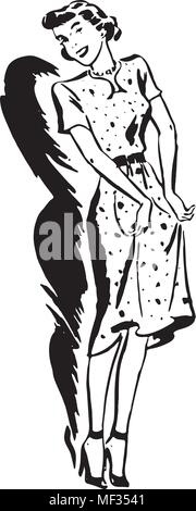 Raten Sie mal, wie alt Ihr Kleid ist - Retro Clipart Illustration Stock Vektor
