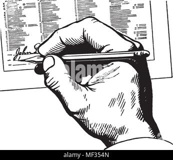 Hand mit Bleistift - Retro Clipart Illustration Stock Vektor