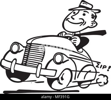 Happy Kraftfahrer - Retro Clipart Illustration Stock Vektor