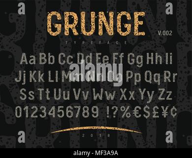 Grunge Font mit groben Stempel Textur Wirkung. Vintage Schriftbild. Vektoren Stock Vektor