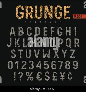 Grunge Fonts. Grobe Stempel Textur Wirkung. Vintage Schriftbild. Vektoren Stock Vektor