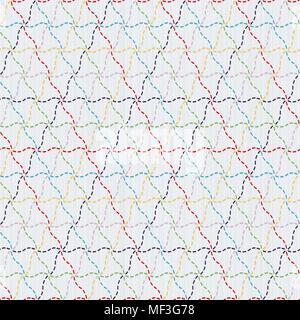 Traditionelle japanische Stickerei Verzierung. Sashiko motif-bunten plover (chidori). Abstrakte Handarbeit Textur. Die nahtlose Vektor Muster. Für Decora Stock Vektor