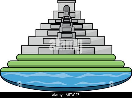 Mexikanische Pyramide Symbol auf weißem Hintergrund, farbenfrohen Design. Vector Illustration Stock Vektor