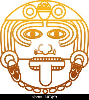 Degraded Linie aztec Sun God Kultur symbol Vektor illustration Stock Vektor