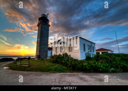 Beavertail Leuchtturm in Jamestown, Rhode Island Stockfoto