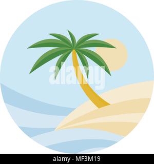 Strand Thema. Vector Illustration der Wave, tropischen Insel im Meer oder das Meer, Palmen und die Sonne. Reisen resort Konzepte Stock Vektor