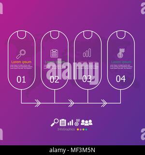 Abbildung: Übersicht einfache Infografik 4 Optionen mit Weltkarte für business Präsentation, Bericht, Workflow, Schaltplan, Web vector Hintergrund Stock Vektor