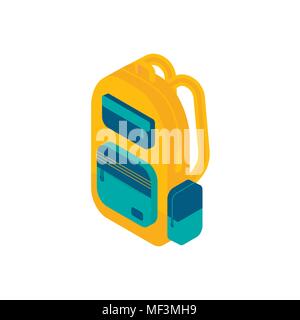 Isometrische Rucksack Symbol. 3d-school Supplies mit Student's Tasche. Vektor zurück zu Hintergrund Schule mit Schreibwaren. Büro Zubehör. Stock Vektor