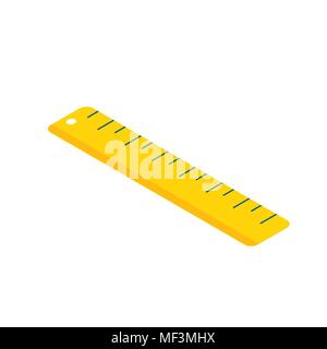 Isometrische Lineal. 3d-school supplies. Vektor zurück zu Hintergrund Schule mit Schreibwaren. Büro Zubehör. Stock Vektor