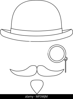 Line Art schwarz und weiß Hipster avatar Elemente Stock Vektor