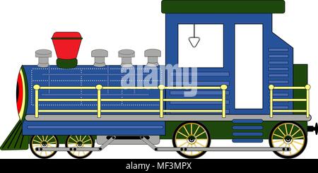 Dampflokomotive Blau auf weißem Hintergrund Vektor-illustration isoliert Stock Vektor