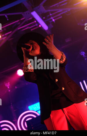 Turin, Italien. 22 Apr, 2018. Die Toskanische band Baustelle ausgeführt zu den Ogr in Turin zu ihrem letzten Album "L'Amore e La violenza" ("die Liebe und die Gewalt') Quelle: Daniela Parra Saiani/Pacific Press/Alamy leben Nachrichten Stockfoto