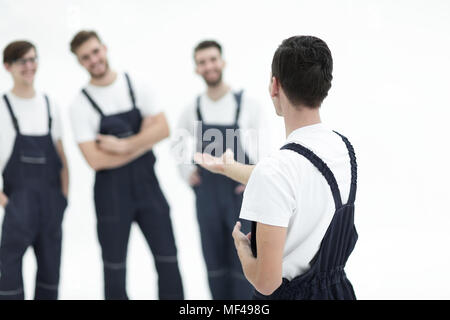 Fröhliches Team der Verantwortlichen Urheber und ihre lächelnden Führer. Stockfoto