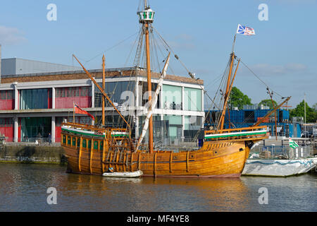 Replik von John Cabot's Schiff Matthäus, M vergossen, Bristol Docks Stockfoto