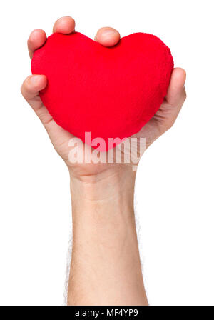 Hand mit Herz auf weißem Stockfoto