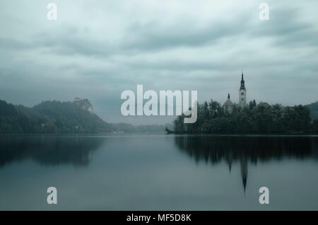 Slowenien, Bled, Bled, Kirche auf der Insel Stockfoto