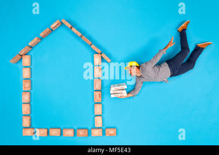 Man pizza leer Startseite Lieferung Stockfoto