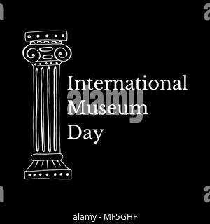 Internationalen Museumstag. Das Konzept der Veranstaltung. 18. Mai. Römische Säule. Schwarzer Hintergrund Stock Vektor