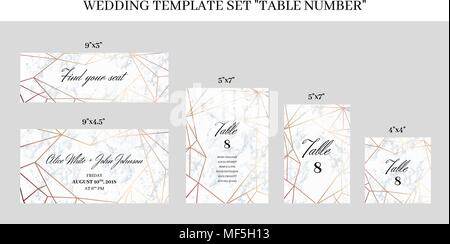 Hochzeit template Set Table Anzahl Karten Stock Vektor