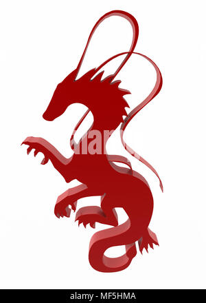 Rot 3d dragon Zeichen, über Weiß, isoliert Stockfoto