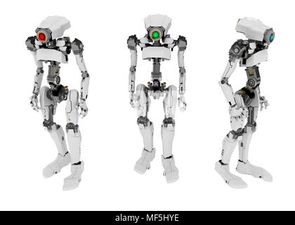 Slim 3d robotic Abbildung, über Weiß, isoliert Stockfoto