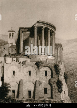 Ruinen der römischen Tempel der Vesta im Tivoli (antike Tibur), Italien, aus dem späten 19. Jahrhundert. Foto Stockfoto