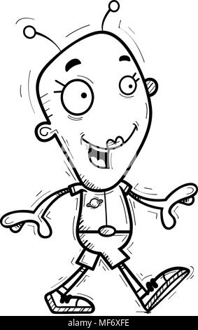 Ein Cartoon Illustration einer fremden Frau wandern. Stock Vektor