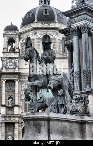 Reiten Statue in der Maria Theresien Denkmal. Wien, Österreich Stockfoto