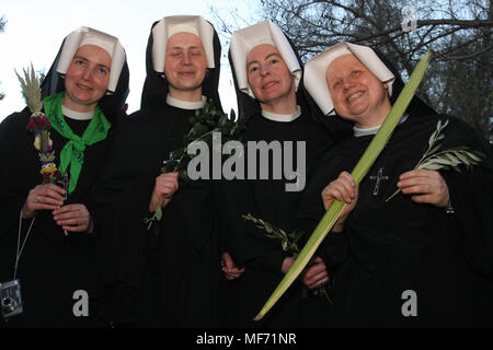 Palmsonntag in der Kirche des Heiligen Grabes, alte Stadt, Jerusalem, Israel Stockfoto