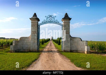 Eingang eines Weinguts, Chateau Balestard La Tonnelle, St Emilion, Gironde, Frankreich, Europa Stockfoto