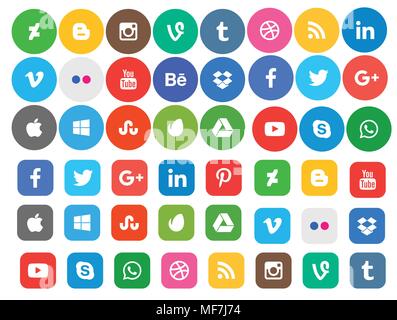 Social media Icon Sammlung mit verschiedenen Arten von Web-Taste Icon Set Stock Vektor