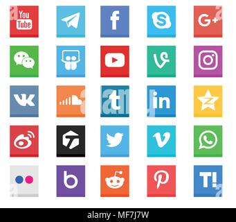 Social media Icon Sammlung mit verschiedenen Arten von Web-Taste Icon Set Stock Vektor