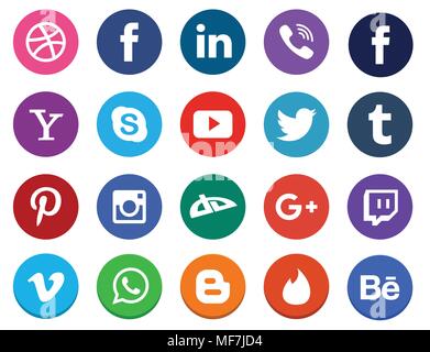 Social media Icon Sammlung mit verschiedenen Arten von Web-Taste Icon Set Stock Vektor