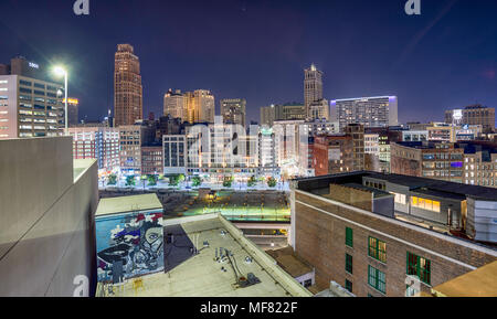 Blick auf die Innenstadt von Detroit, USA, von oben Stockfoto