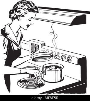 Home Kochen - Retro Clipart Illustration Stock Vektor