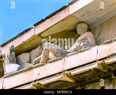 Dionysos Bacchus Pferdestatuen Parthenon Akropolis Athen Griechenland. Parthenon Tempel der Athene auf der Akropolis. Tempel Erstellt 438 v. Chr. und ist Symbo Stockfoto