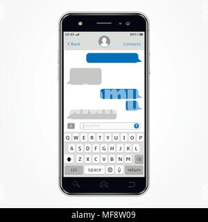 High Ausführliche realistische Smartphone, chatten, SMS-App Vorlage Sprechblasen. Vector Illustration. Stock Vektor