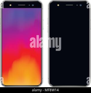 High Ausführliche realistische Smartphones auf weißem Hintergrund. Vector Illustration. Stock Vektor