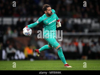 Derby County Torhüter Scott Carson während der Sky Bet Championship Match im Pride Park, Derby. Stockfoto