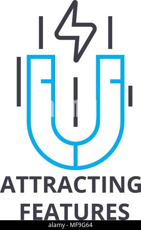 Die Anziehung verfügt über dünne Linie Symbol, Zeichen, Symbol, illustation, lineare Konzept, Vektor Stock Vektor