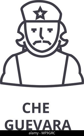 Che Guevara dünne Linie Symbol, Zeichen, Symbol, illustation, lineare Konzept, Vektor Stock Vektor