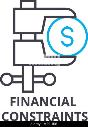 Finanzielle Zwänge dünne Linie Symbol, Zeichen, Symbol, illustation, lineare Konzept, Vektor Stock Vektor