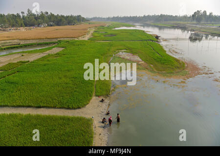 Bogra, Bangladesch - 28. Februar 2017: Die Bangali River ist ein langsamer Tod wegen des Mangels an Baggerarbeiten und/oder als Folge der menschlichen encroachme Stockfoto