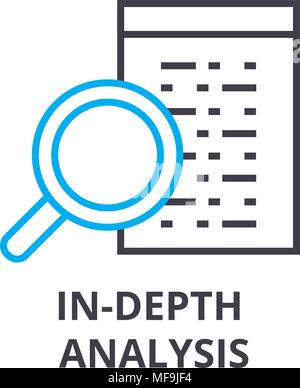 Die eingehende Analyse dünne Linie Symbol, Zeichen, Symbol, illustation, lineare Konzept, Vektor Stock Vektor