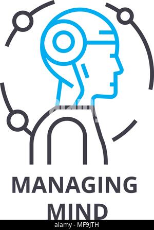 Verwalten von Verstand dünne Linie Symbol, Zeichen, Symbol, illustation, lineare Konzept, Vektor Stock Vektor