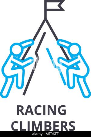 Racing Kletterer dünne Linie Symbol, Zeichen, Symbol, illustation, lineare Konzept, Vektor Stock Vektor